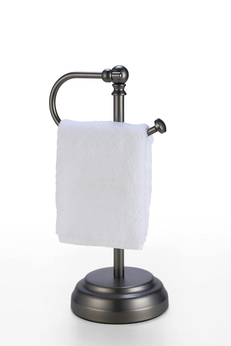 SunnyPoint Heavy Weight Classic Decorative Metal Fingertip Towel Holder Stand for Bathroom  Kitchen  Vanity and Countertops. (Black Nickel  Overall: 6.7"" x 5.5""x13.4""H) - Image 1
